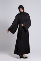 WIDE SLEEVES PLAIN  ABAYA - BLACK