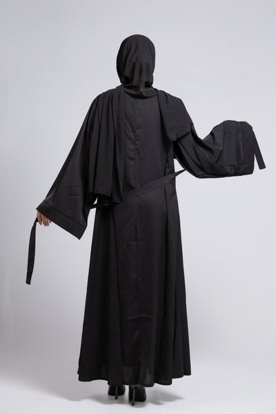 WIDE SLEEVES PLAIN  ABAYA - BLACK