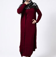 Knitted Winter Outfit Set -  Burgundy