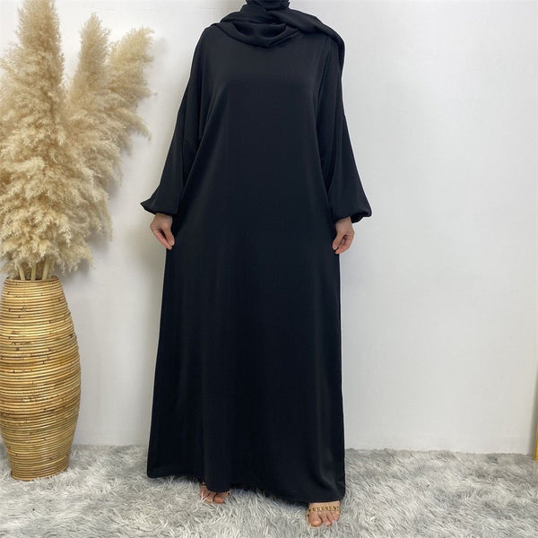 Yasmin Abaya with Attached Hijab - Black