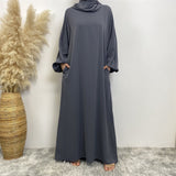 Yasmin Abaya with Attached Hijab - Grey