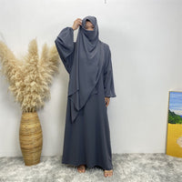 Yasmin Abaya with Attached Hijab - Grey