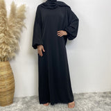 Yasmin Abaya with Attached Hijab - Black