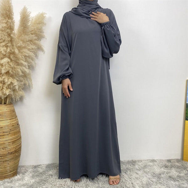 Yasmin Abaya with Attached Hijab - Grey