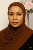 Ribbed Jersey Hijab - Chocolate Brown