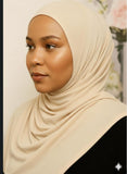 Ribbed Jersey Hijab -  Cream