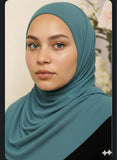 Ribbed Jersey Hijab -  Teal Blue