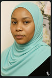 Ribbed Jersey Hijab -  Paled Turquoise