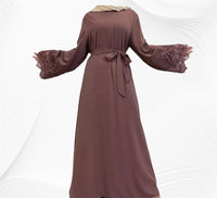 Maira Lace  Closed Abaya-Mauve