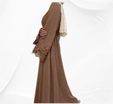 Maira Lace  Closed Abaya-Brown