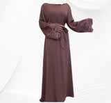 Maira Lace  Closed Abaya-Mauve