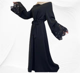 Maira Lace  Closed Abaya-Black