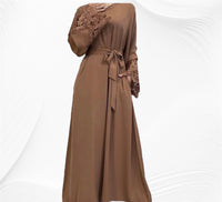 Maira Lace  Closed Abaya-Brown