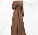 Maira Lace  Closed Abaya-Brown