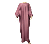 Mysha Pleated Button Sleeve Loose Straight Abaya - Dusty Pink