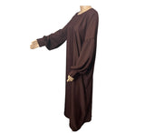 Mysha Pleated Button Sleeve Loose Straight Abaya - Chocolate Brown