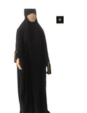 ZIPPER SLEEVE  ONE PIECE TIE BACK JILBAB - BLACK