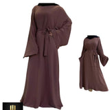 WIDE SLEEVES PLAIN ABAYA - MAUVE