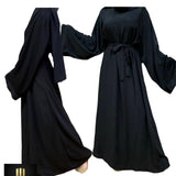 WIDE SLEEVES PLAIN  ABAYA - BLACK