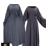 WIDE SLEEVES PLAIN ABAYA - GREY