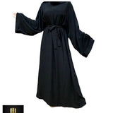 WIDE SLEEVES PLAIN  ABAYA - BLACK