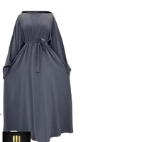 WIDE SLEEVES PLAIN ABAYA - GREY