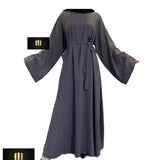 WIDE SLEEVES PLAIN ABAYA - GREY