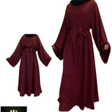 WIDE SLEEVES PLAIN ABAYA - BURGUNDY