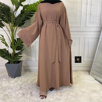 WIDE SLEEVES PLAIN  ABAYA - BROWN