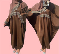 EMBROIDERY BATWING ABAYA - BROWN