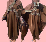 EMBROIDERY BATWING ABAYA - BROWN