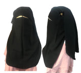 DOUBLE LAYER FLAP NIQAB - BLACK