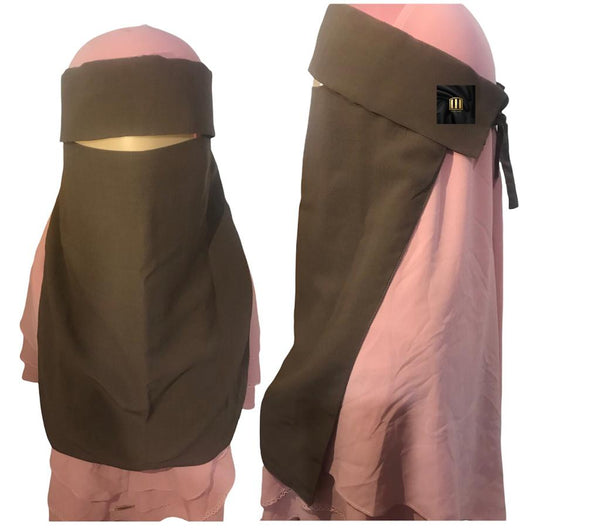 ONE LAYER FLAP  NIQAB - BROWN