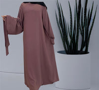 WIDE SLEEVES PLAIN ABAYA - MAUVE