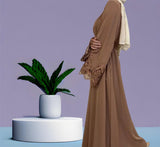 Maira Lace  Closed Abaya-Brown