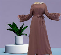 Maira Lace  Closed Abaya-Mauve