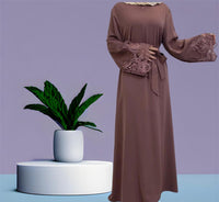 Maira Lace  Closed Abaya-Mauve