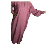 Mysha Pleated Button Sleeve Loose Straight Abaya - Dusty Pink